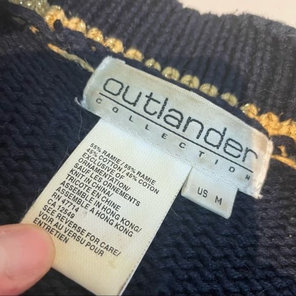 VINTAGE PREPPY NAUTICAL NAVY METALLIC GOLD CABLE ANCHOR BUTTON CARDIGAN MEDIUM - Picture 3 of 5